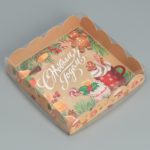 Коробка д/пирожных с PVC c крышкой 13 × 13 × 3 см, НГ / 5/