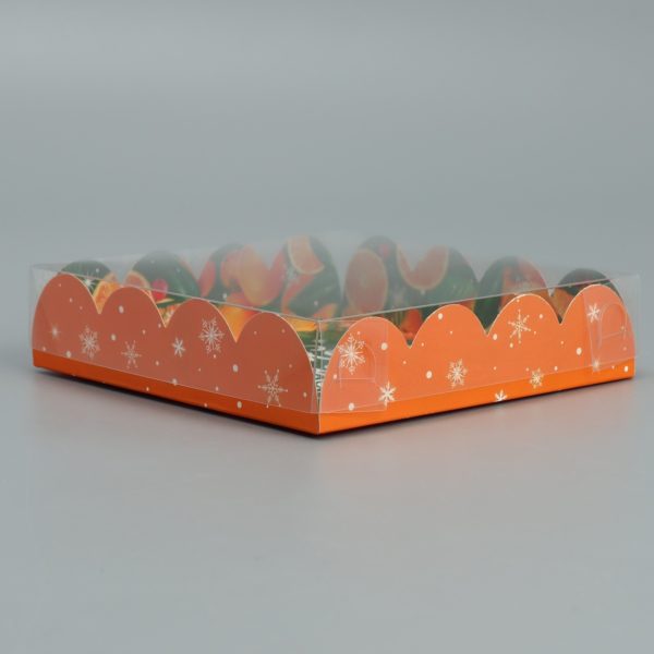 Коробка д/пирожных с PVC c крышкой 13 × 13 × 3 см, НГ / 5/
