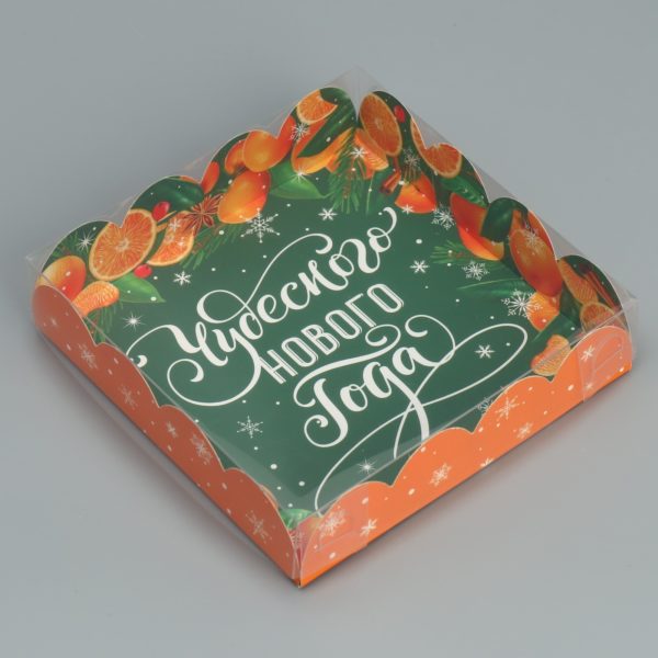 Коробка д/пирожных с PVC c крышкой 13 × 13 × 3 см, НГ / 5/