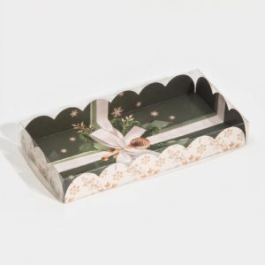 Коробка д/пирож. с PVC c крышкой «Новогодний бал», 10,5*21*3см