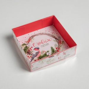Коробка д/пирожных «С Новым Счастьем», 12 × 12 × 3 см