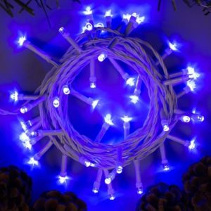 Гирлянда «Нить» 5 м, IP20, белая нить, 50 LED, свечение синее, 8 режимов