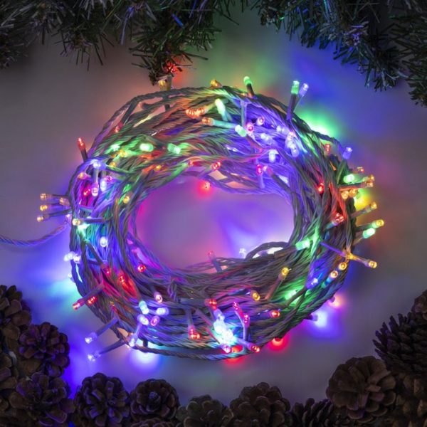 Гирлянда «Нить» 20 м, IP20, белая нить, 200 LED, свечение мульти, 8 режимов