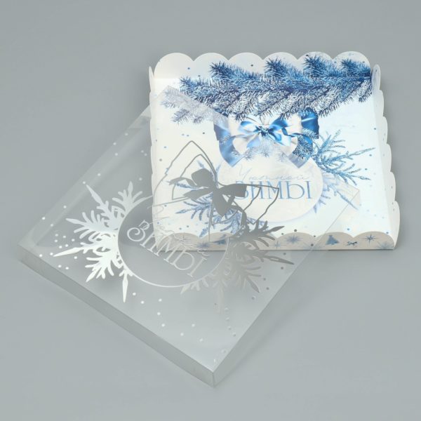 Коробка д/пирожных с PVC c крышкой 21× 21× 3 см, НГ / 5/