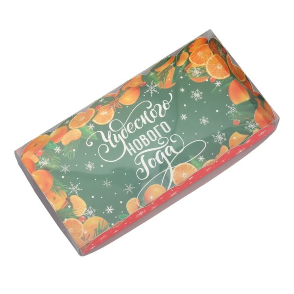 Коробка д/пирожных с PVC c крышкой 10.5 × 21 × 3 см, НГ / 5/