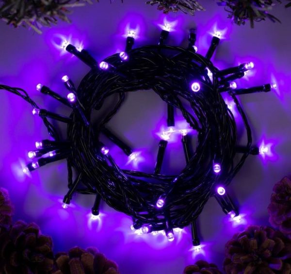 Гирлянда «Нить» 5 м, IP20, тёмная нить, 50 LED, свечение фиолетовое, 8 режимов Гирлянда «Нить» 5 м, IP20, тёмная нить, 50 LED, свечение фиолетовое, 8 режимов