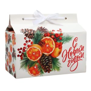 Коробка д/пирожных «С Новым Годом», апельсины 10*18*14