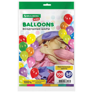 Шар воздушный 30см BRAUBERG KIDS 100 шт.
