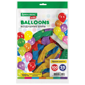 Шар воздушный 25см BRAUBERG KIDS 100 шт.