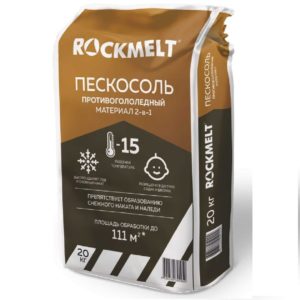 Реагент антигололедный "Rockmelt" Пескосоль, 20кг, мешок