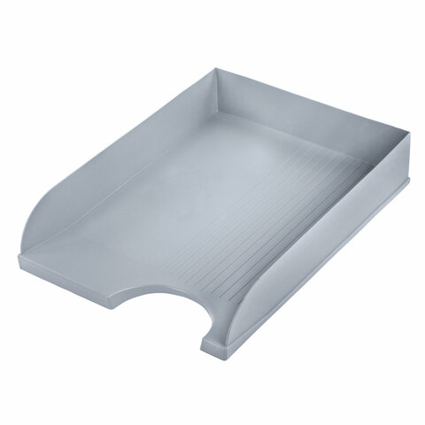 Лоток горизонтальный д/бумаг BRAUBERG Standard, серый, 350х253х65 мм /1/
