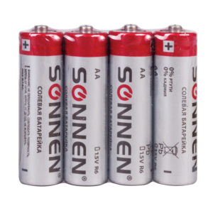 Батарейка "SONNEN" R6/316/АА, 15А, солевая, спайка 4шт/уп /4/24/