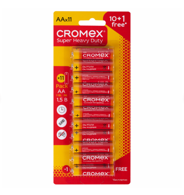 Батарейка "CROMEX Super" Heavy Duty, R6/316/АА, 15A, солевая /1штука/ /1/11/ Батарейка "CROMEX Super" Heavy Duty, R6/316/АА, 15A, солевая /1штука/ /1/11/