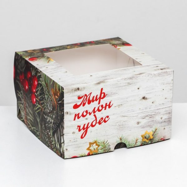 Коробка на 4 капкейка с окном, "Вперед за мечтой", 16 х 16 х 10см, НГ  /5/