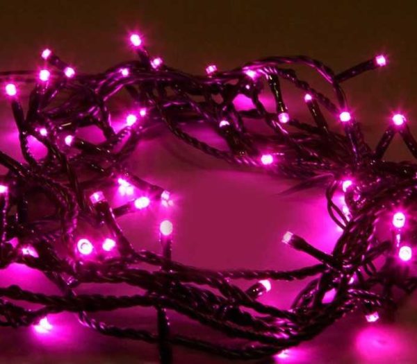 Гирлянда-нить 50LED розовый 5м., 8 реж. зеленый проводl Гирлянда-нить 50LED розовый 5м., 8 реж. зеленый проводl