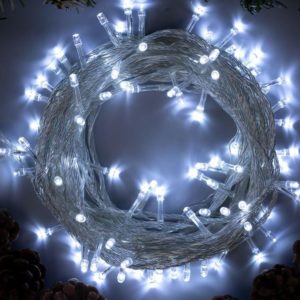 Гирлянда-нить 100LED белый 10м., 8реж., прозр.провод