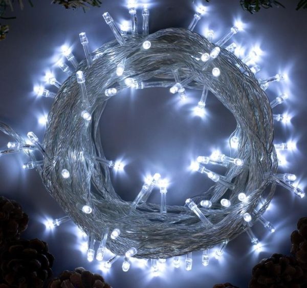 Гирлянда-нить 100LED белый 10м., 8реж., прозр.провод Гирлянда-нить 100LED белый 10м., 8реж., прозр.провод
