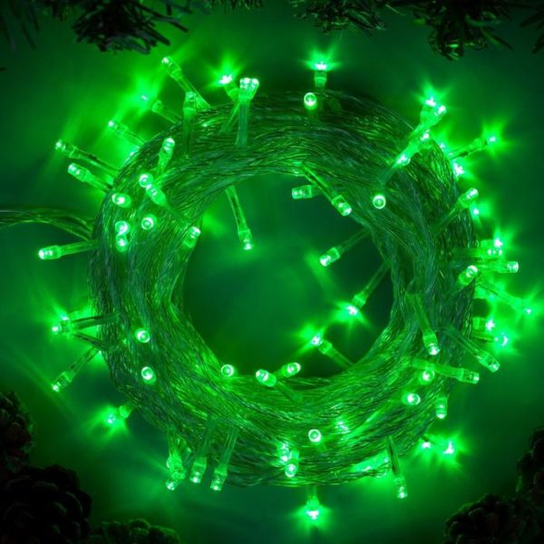Гирлянда-нить 100LED зеленый 10м., 8реж., прозр.провод Гирлянда-нить 100LED зеленый 10м., 8реж., прозр.провод