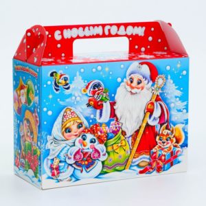 Коробка д/под картонная НГ 600 г. "ВРЕМЯ" с игрой и анимацией 120х120х190 /1/250/