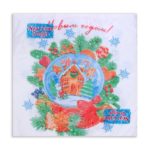 Салфетка  20л, 33*33 3-сл., «Снежный шар» /10/
