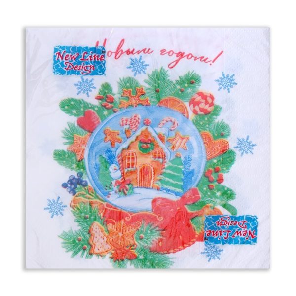 Салфетка  20л, 33*33 3-сл., "Снежный шар" /10/