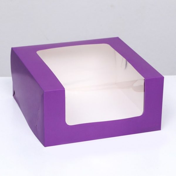 Коробка п/пирожные с окном мятная 21*21*10см,цвет ассорти