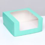 Коробка п/пирожные с окном мятная 21*21*10см,цвет ассорти