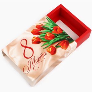 Коробка п/пирож. «8 марта», шёлк, 20 х 15 х 5 см
