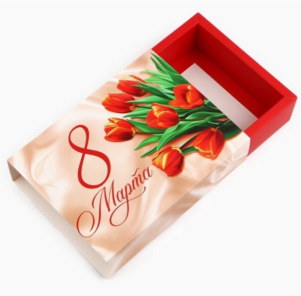 Коробка п/пирож. «8 марта», шёлк, 20 х 15 х 5 см