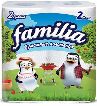 Полотенце бум. "FAMILIA" 2-сл, белые, 2рул/уп /12/14/ Полотенце бум. "FAMILIA" 2-сл, белые, 2рул/уп /12/14/