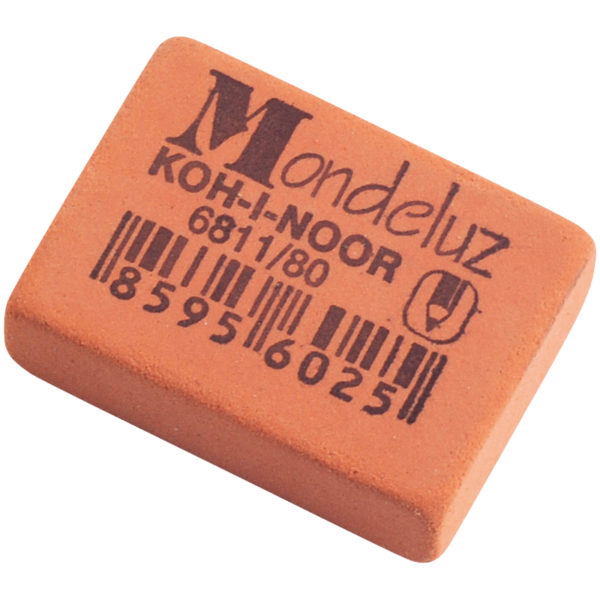 Ластик Koh-I-Noor "Mondeluz" 80, прямоугольный, натуральный каучук, 26*18,5*8мм /001457