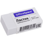 Ластик OfficeSpace, прямоугольный, термопластичная резина, картонный футляр, 38*20*10мм / 235541
