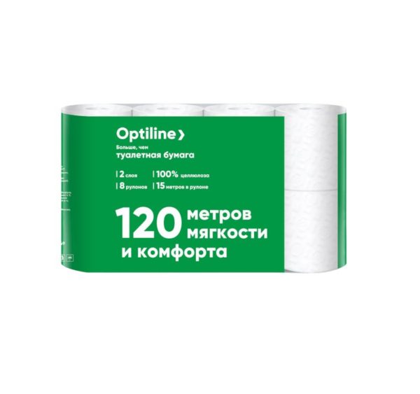 Т/б 2 сл 8 рул/уп "Optiline" белая /8/ Т/б 2 сл 8 рул/уп "Optiline" белая /8/