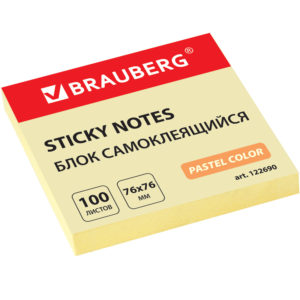Стикеры BRAUBERG 76*76 пастельный желтый 100л