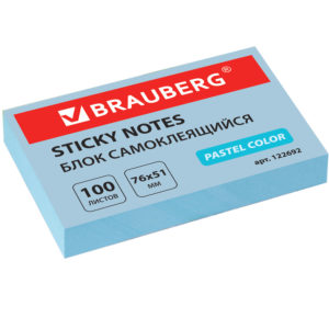 Стикеры BRAUBERG ПАСТЕЛЬНЫЙ 76*51 голубой 100л
