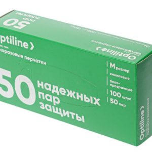 Перчатки винил M "OL"  /50пар/пач/ /10/ МАРКИРОВКА