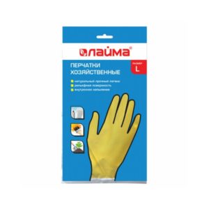 Перчатки латексные L "Лайма" Стандарт многоразовые х/б напыление /12/