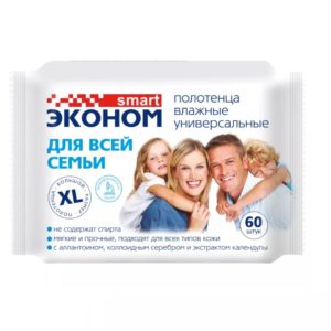 Полотенце влаж. "Эконом Smart XL", без клапана, 60шт, универсальные /20/ МАРКИРОВКА