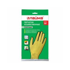 Перчатки латексные M "Лайма" Люкс многоразовые х/б напыление плотные /12/